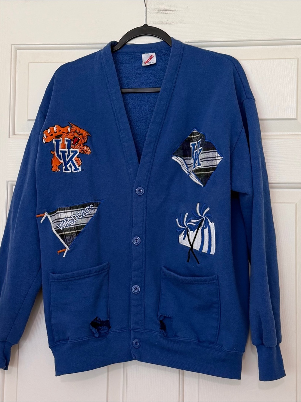 Vintage University of Kentucky Cardigan Patches Wildcats Logos Sweatshirt M L